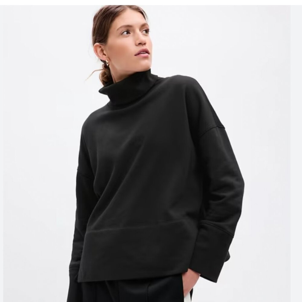 GAP 24/7 Split-Hem Vintage Soft Turtleneck Pullover in Navy - Small Tall